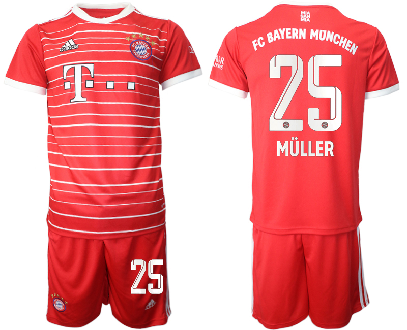Men 2022-2023 Club Bayern Munich home Red 25 Adidas Soccer Jersey